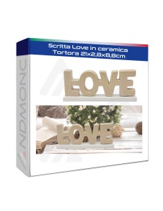 Scritta Love in ceramica Tortora 21x2,8x8,8cm