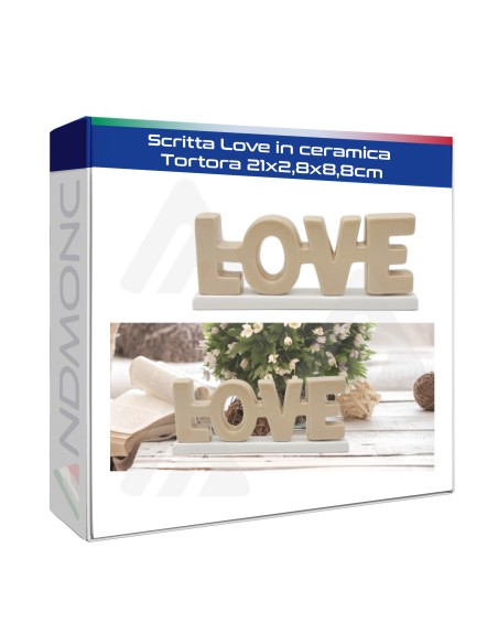 Scritta Love in ceramica Tortora 21x2,8x8,8cm