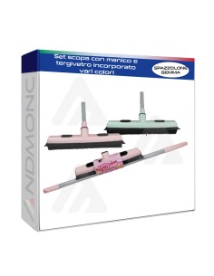 Set scopa con manico e tergivetro incorporato vari colori