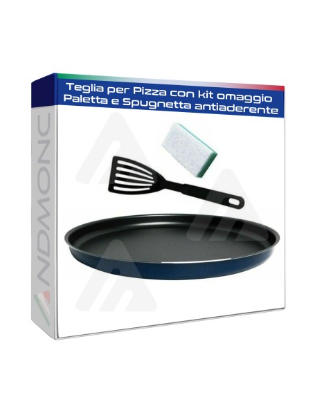 Teglia per Pizza con kit omaggio Paletta e Spugnetta antiaderente