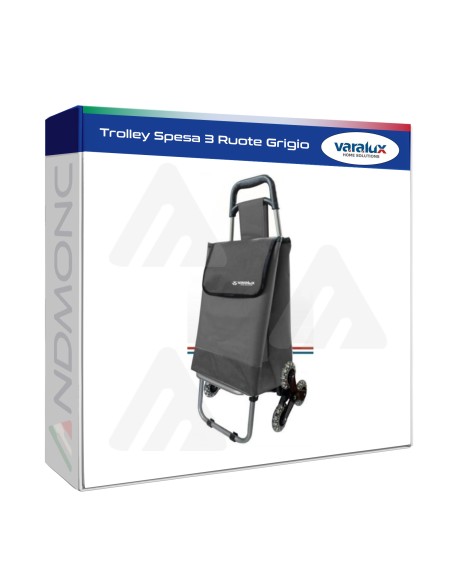Trolley Spesa 3 Ruote Grigio