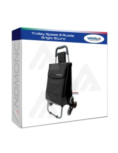 Trolley Spesa 3 Ruote Grigio Scuro