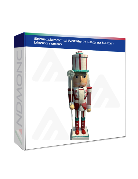 Schiaccianoci di Natale in Legno 50cm bianco rosso