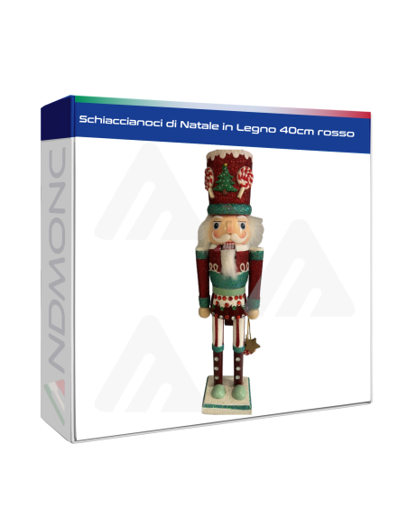 Schiaccianoci di Natale in Legno 40cm rosso
