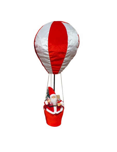 Babbo Natale in Mongolfiera (H97 cm) All'avventura Bianco e rosso