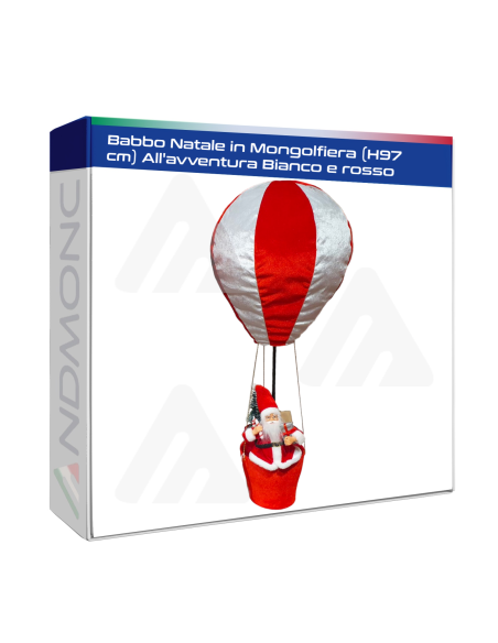 Babbo Natale in Mongolfiera (H97 cm) All'avventura Bianco e rosso