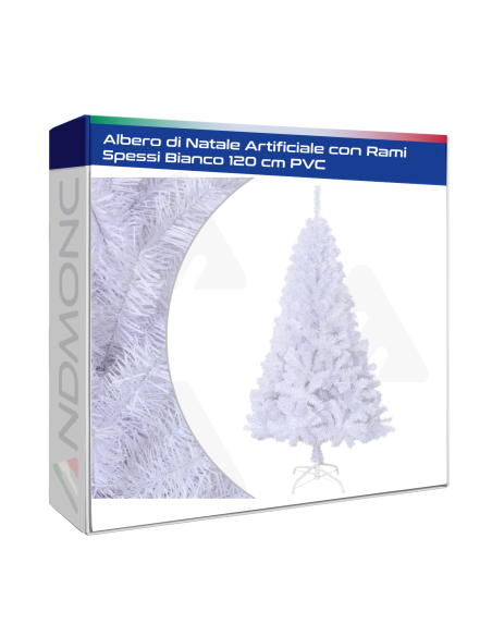 Albero di Natale Artificiale con Rami Spessi Bianco 120 cm PVC