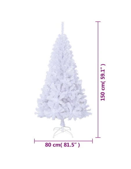 Albero di Natale Artificiale con Rami Spessi Bianco 150 cm PVC