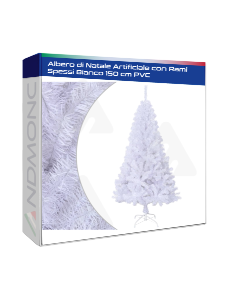 Albero di Natale Artificiale con Rami Spessi Bianco 150 cm PVC