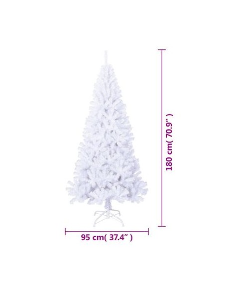 Albero di Natale Artificiale con Rami Spessi Bianco 180 cm PVC