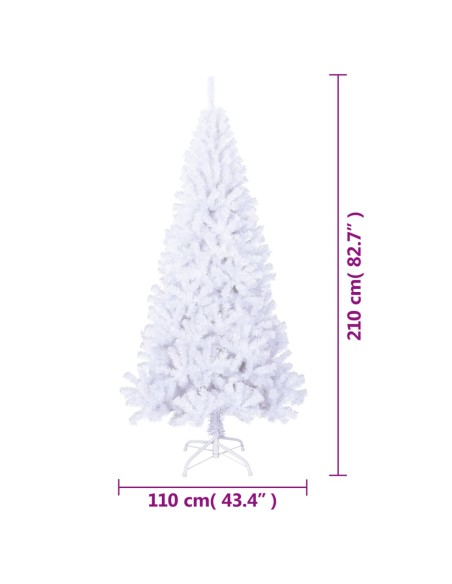 Albero di Natale Artificiale con Rami Spessi Bianco 210 cm PVC
