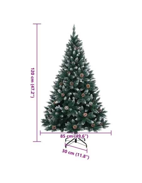 Albero di Natale Artificiale con pigne e punte innevate 120cm