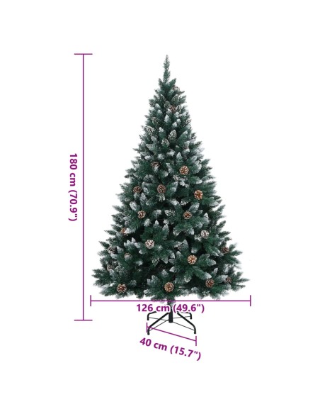 Albero di Natale Artificiale con pigne e punte innevate 180cm