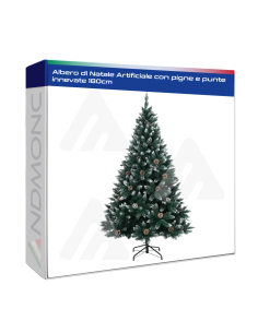 Albero di Natale Artificiale con pigne e punte innevate...