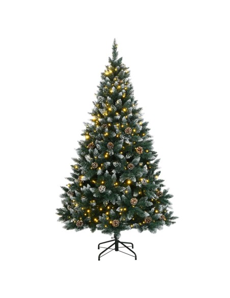 Albero di Natale Artificiale con pigne e punte innevate 210cm