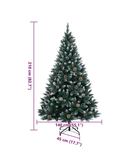 Albero di Natale Artificiale con pigne e punte innevate 210cm