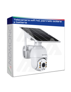 Telecamera wifi hd, pannelo solare e batteria
