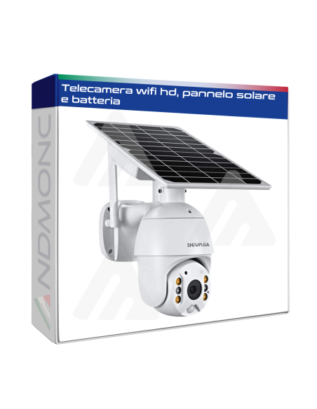 Telecamera wifi hd, pannelo solare e batteria