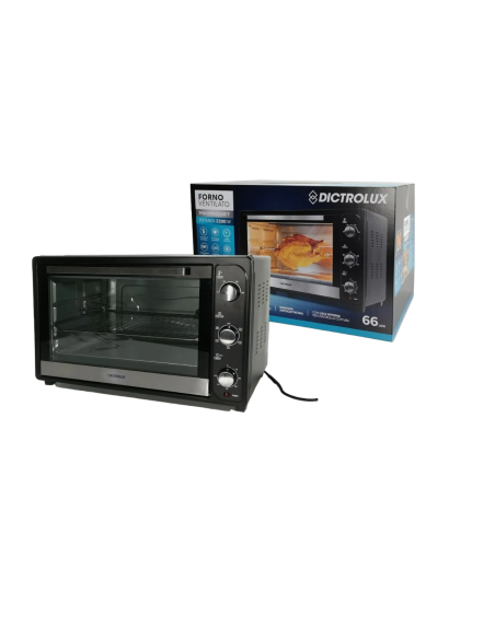 Forno elettrico ventilato 66 litri 2200 Watt con timer e griglia