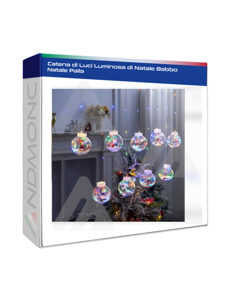 Catena di Luci Luminosa di Natale Babbo Natale Palla 3M