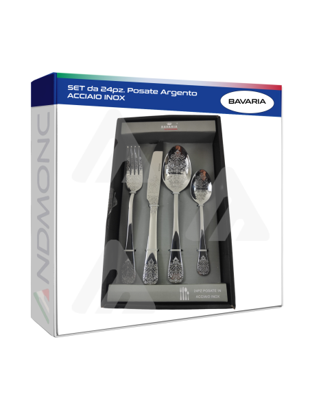 SET da 24pz. Posate Argento ACCIAIO INOX