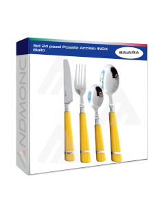Set 24 pezzi Posate Acciaio INOX Giallo
