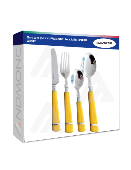 Set 24 pezzi Posate Acciaio INOX Giallo
