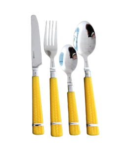 Set 24 pezzi Posate Acciaio INOX Giallo 2