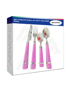 Set Posate 24 Pezzi Rosa – Modello 5177 Elegante per 6...