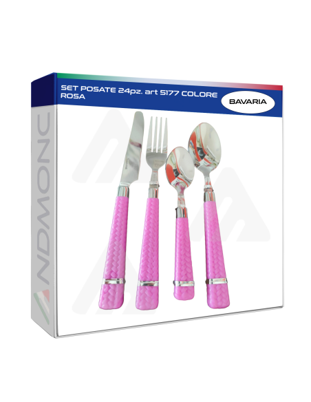 Set Posate 24 Pezzi Rosa – Modello 5177 Elegante per 6 Persone