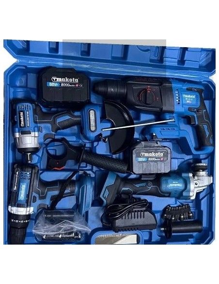 Set Attrezzi A Batteria TMAKOTA TM-TS406 SET 4 PEZZI Trapano, martello tassellatore, smerigliatrice, avvitatore