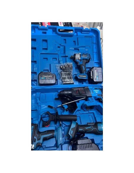 Set Attrezzi A Batteria TMAKOTA TM-TS406 SET 4 PEZZI Trapano, martello tassellatore, smerigliatrice, avvitatore