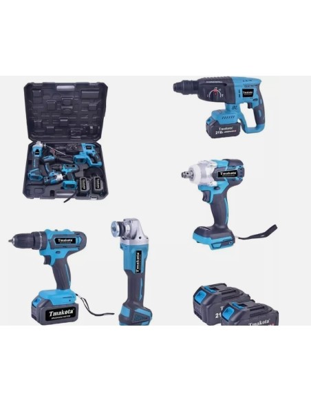 Set Attrezzi A Batteria TMAKOTA TM-TS406 SET 4 PEZZI Trapano, martello tassellatore, smerigliatrice, avvitatore