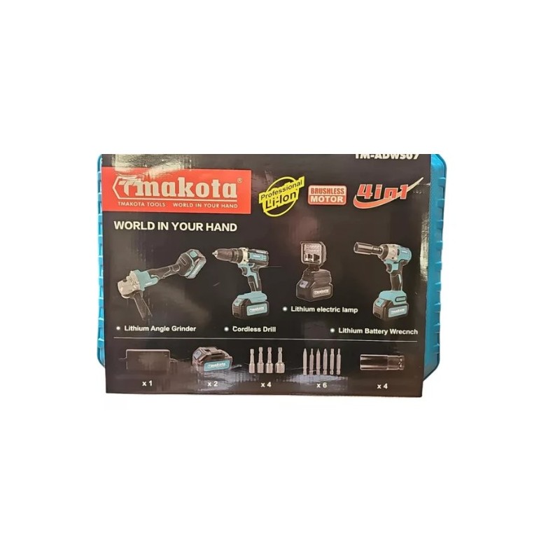 kit 4 in 1 makota smerigliatrice trapano luce e...