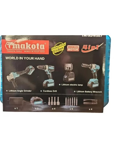 kit 4 in 1 makota smerigliatrice trapano luce e svita bulloni