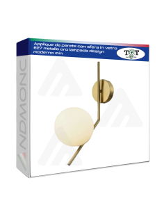 Lampada da parete Applique da parete con sfera in vetro...