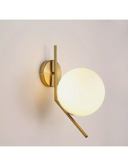 Lampada da parete Applique da parete con sfera in vetro E27 metallo oro lampada design moderno min