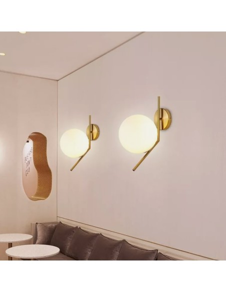 Lampada da parete Applique da parete con sfera in vetro E27 metallo oro lampada design moderno min