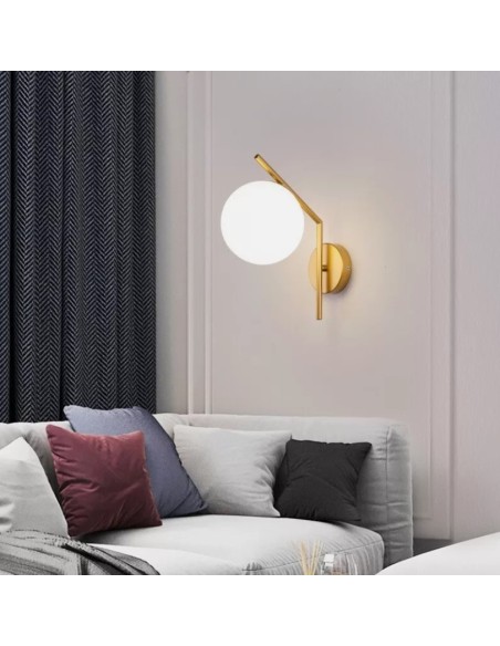 Lampada da parete Applique da parete con sfera in vetro E27 metallo oro lampada design moderno min