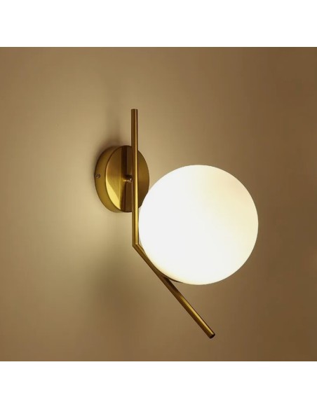 Lampada da parete Applique da parete con sfera in vetro E27 metallo oro lampada design moderno min