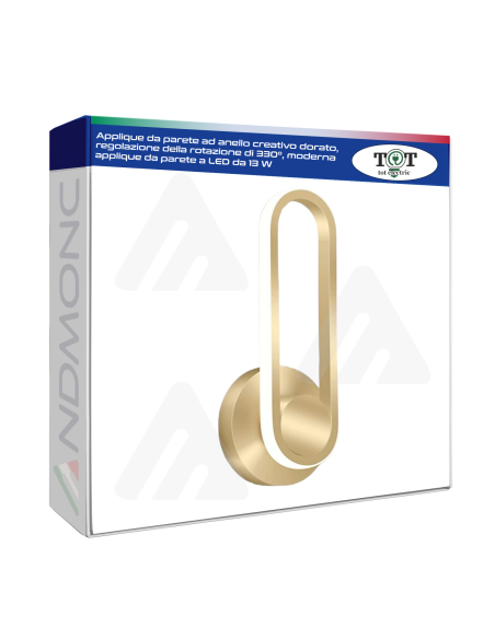 Lampada da parete Applique da parete ad anello ORO a LED da 13 W