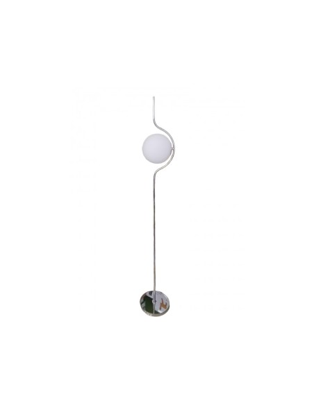 Lampada da terra argento con sfera in vetro bianco piantana design moderno