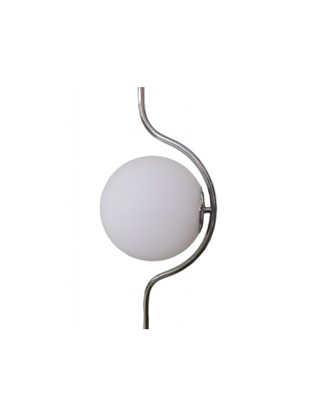 Lampada da terra argento con sfera in vetro bianco piantana design moderno