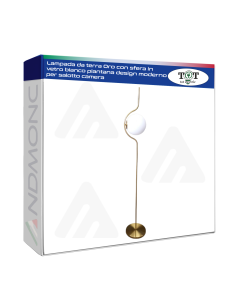 Lampada da terra Oro con sfera in vetro bianco piantana...