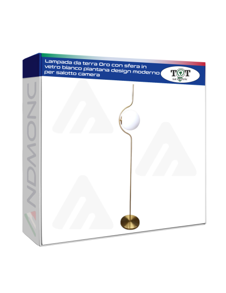 Lampada da terra Oro con sfera in vetro bianco piantana design moderno per salotto camera