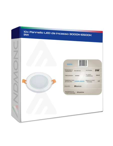 10x Pannello LED da incasso 3000K-6500K 9W