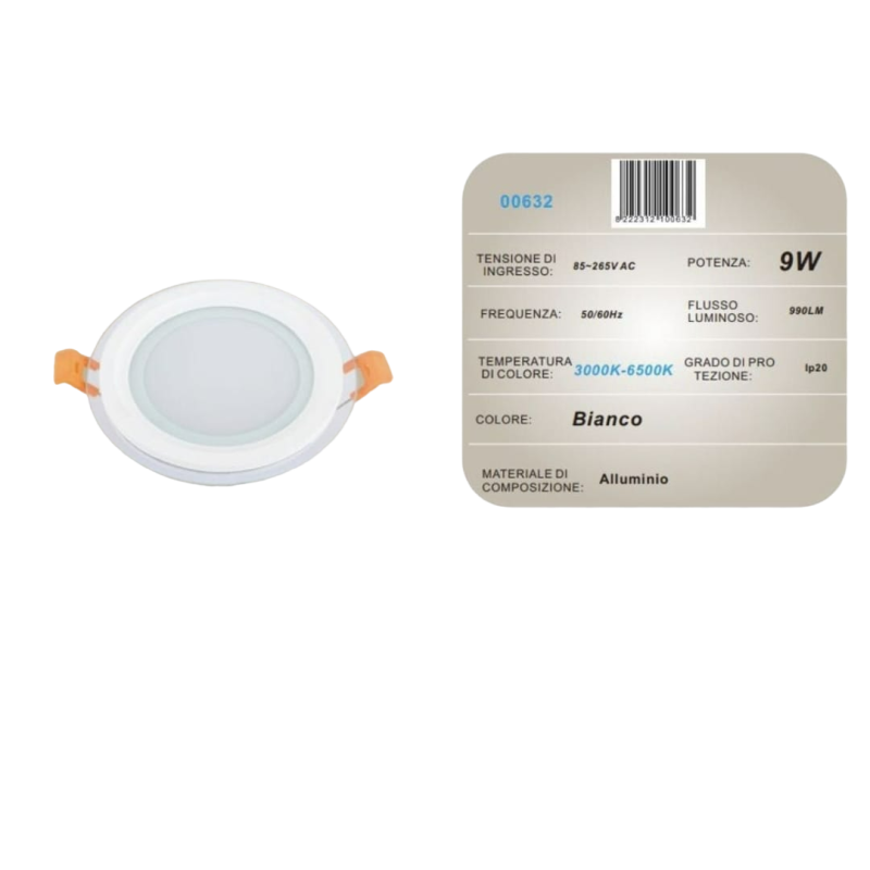 10x Pannello LED da incasso 3000K-6500K 9W