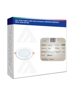 10x Pannello LED da incasso 3000K-6500K 12W AM-CR-12