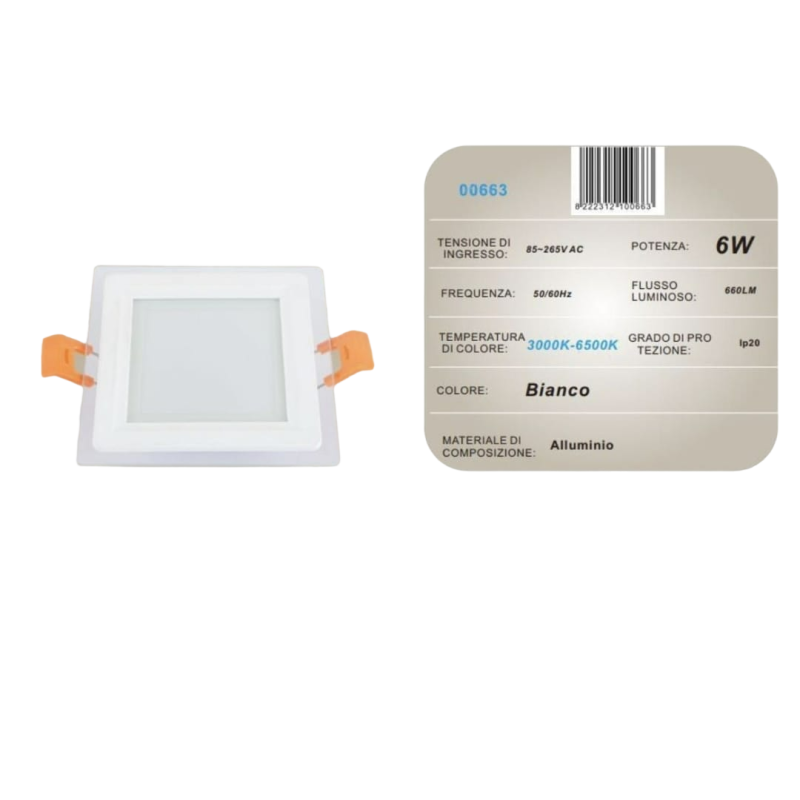 10x Pannello LED da incasso 3000K-6500K 6W AM-CS-6