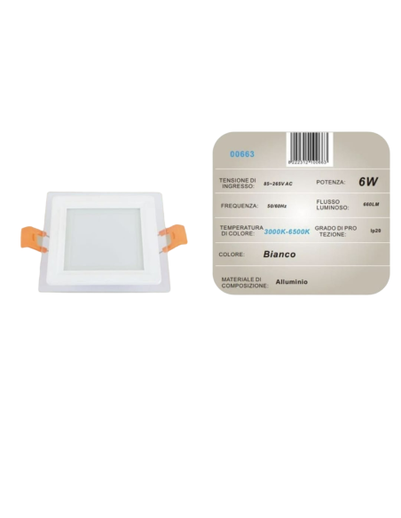 10x Pannello LED da incasso 3000K-6500K 6W AM-CS-6